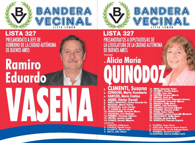 Boleta Jefe Gobierno y Legisladores Bandera Vecinal